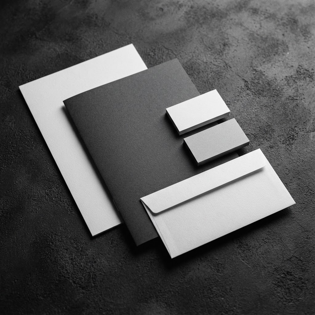 Arrangement of corporate printed materials on a graphite surface